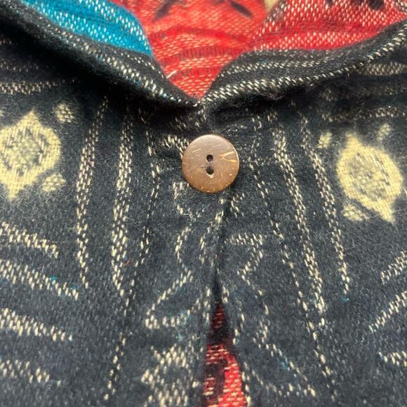 Pyramid Collection Hooded Cape Size OS MSY Black Multi Boho Embroidered Ethnic - Picture 5 of 8